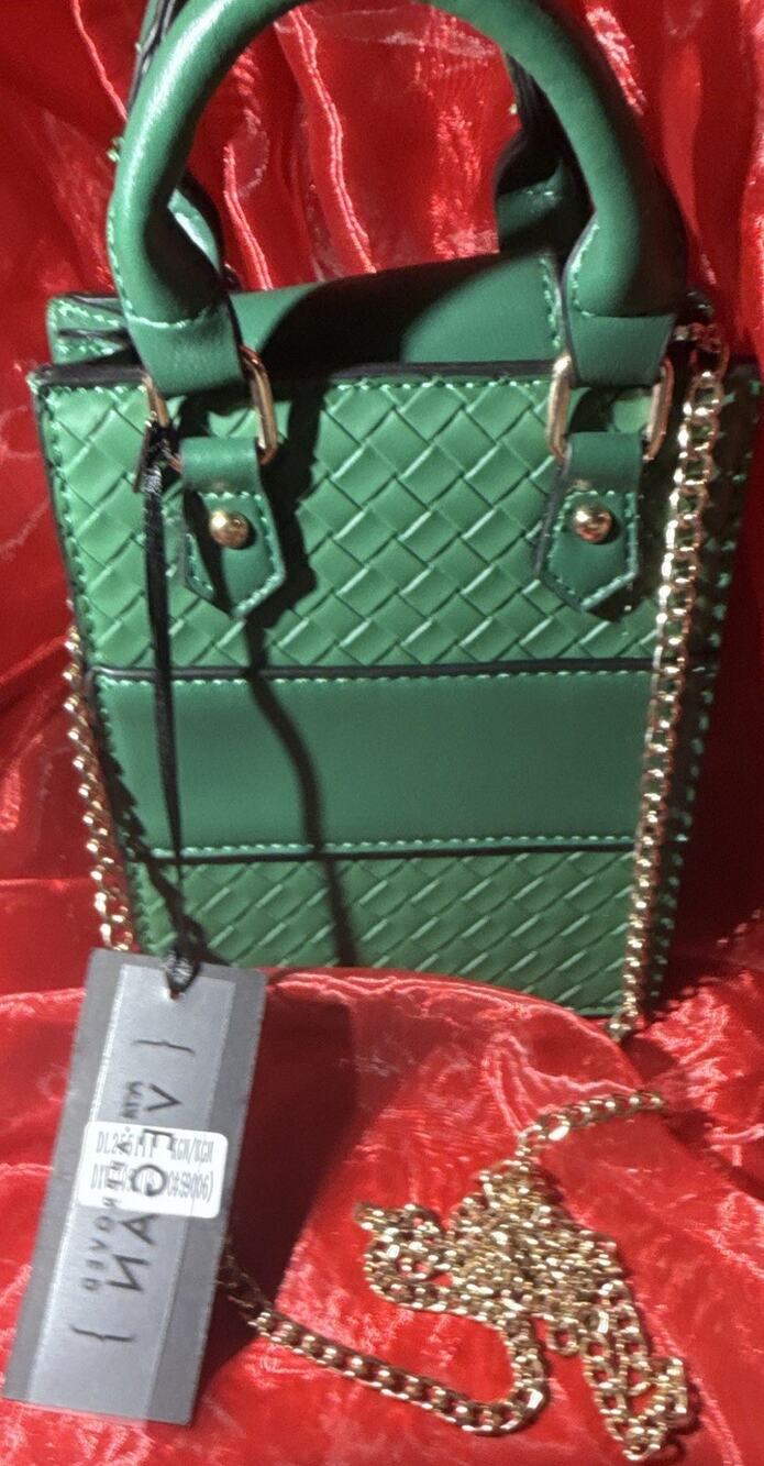 Green Small leather Satchel Top Handle Chain Strap Crossbody
